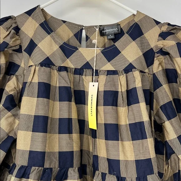 Summersalt plaid Tiered mini Dress medium - Picture 5 of 9